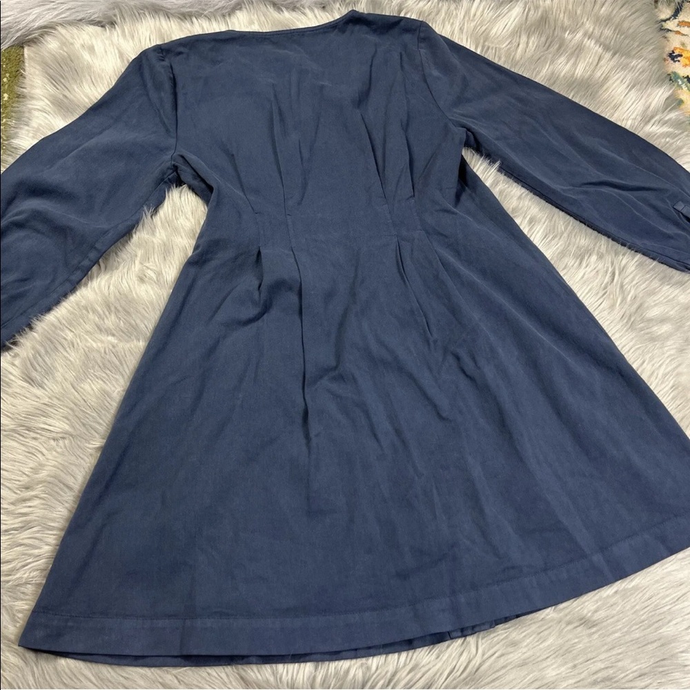 Madewell (Re)sponsible Long Sleeve Blue Button Front Mini Dress - Picture 11 of 13